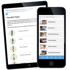 Understanding the NICU and Your Baby Web App on tablet and mobile phone