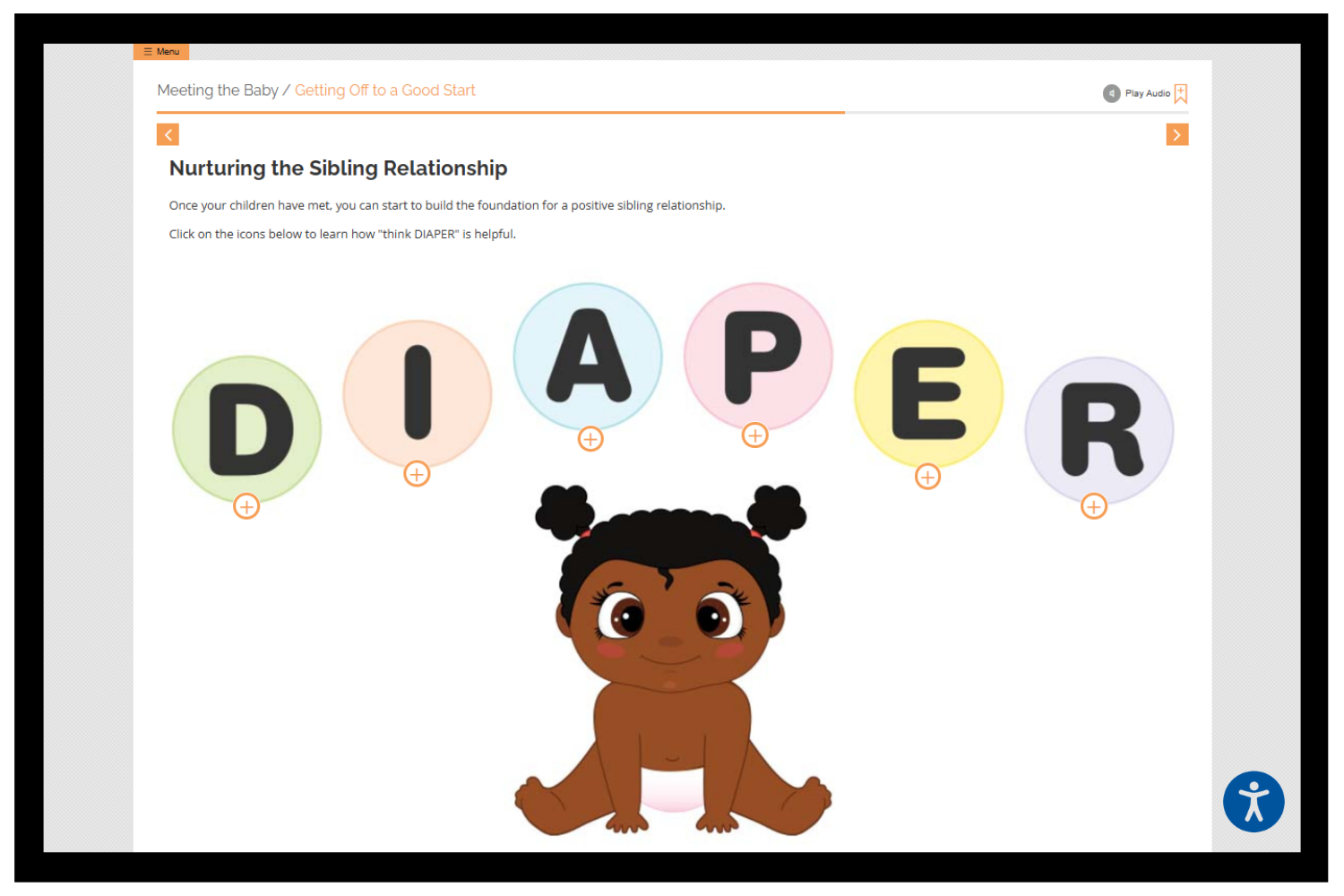 Interactive graphic for Understanding Sibling Preparation eClass