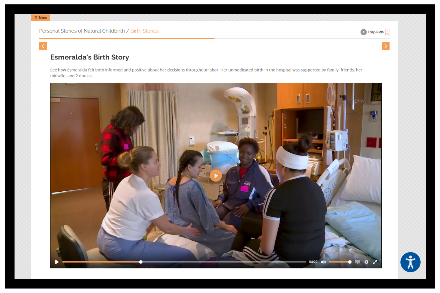 Understanding Natural Childbirth Techniques eClass video showing Esmeralda's unmedicated birth story
