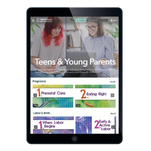 InJoy Health On-Demand Teens & Young Parents Video Library on an ipad.
