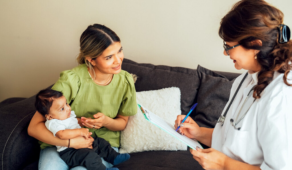 Home Visitation Nurse with mother and baby